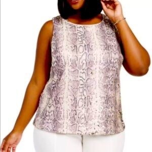 INC NWT snake print top with sequins size 1X